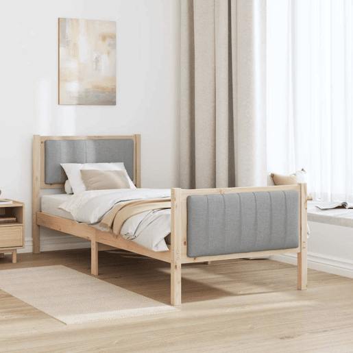 Estrutura de cama de solteiro simple - Marrom e cinza claro 75 x 190 cm