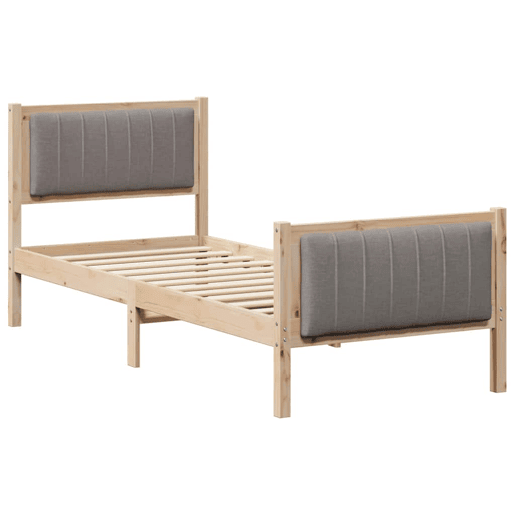 Estrutura de cama de solteiro para adultos com cabeceira Marrom e taupe 75 x 190 cm
