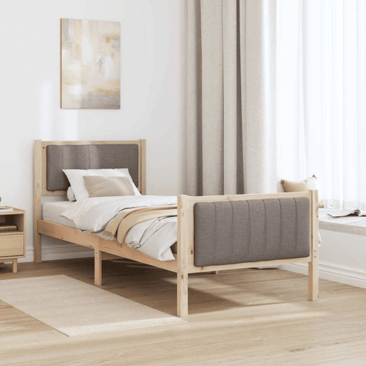 Estrutura de cama de solteiro para adultos com cabeceira Marrom e taupe 75 x 190 cm