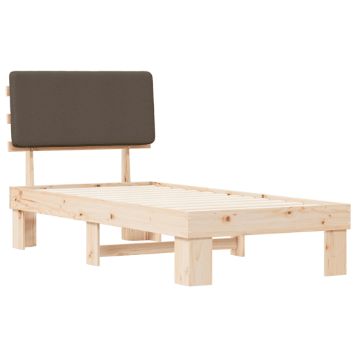 Estrutura de cama de solteiro Design com Cabeceira Estofada Cinzento-acastanhado
