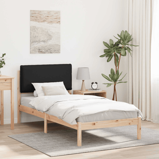 Estrutura de cama de solteiro para adultos com Cabeceira - Estofada Preto 100 x 200 cm