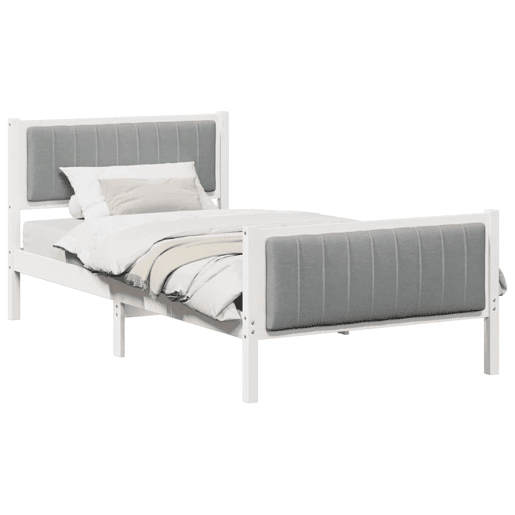 Estrutura de cama de solteiro para adultos - Branco e cinza claro 100 x 200 cm