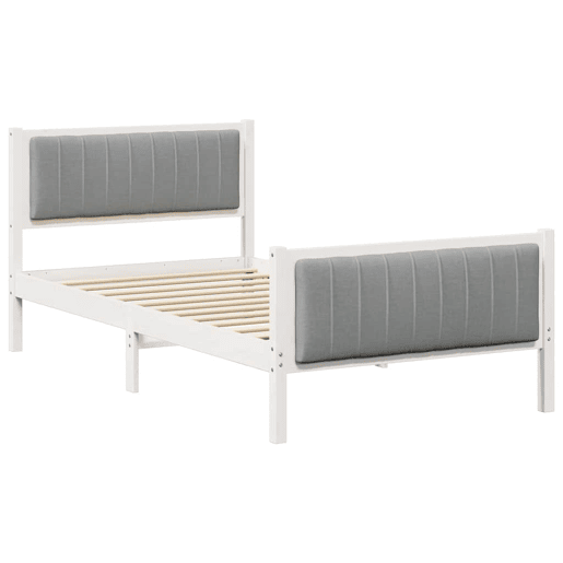 Estrutura de cama de solteiro para adultos - Branco e cinza claro 100 x 200 cm