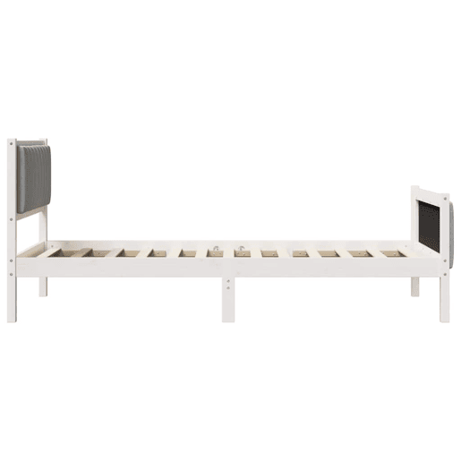 Estrutura de cama de solteiro para adultos - Branco e cinza claro 100 x 200 cm