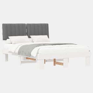 Estrutura de Cama de casal moderno com Cabeceira Estofada Cinzento-claro