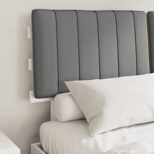 Estrutura de Cama de casal moderno com Cabeceira Estofada Cinzento-claro