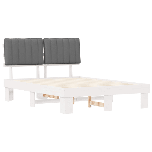 Estrutura de Cama de casal moderno com Cabeceira Estofada Cinzento-claro