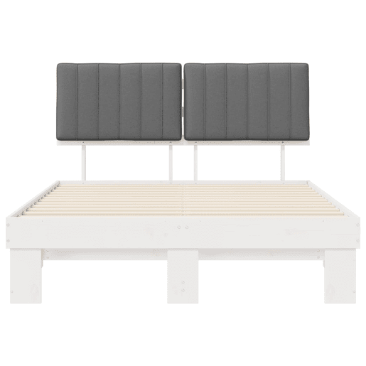 Estrutura de Cama de casal moderno com Cabeceira Estofada Cinzento-claro