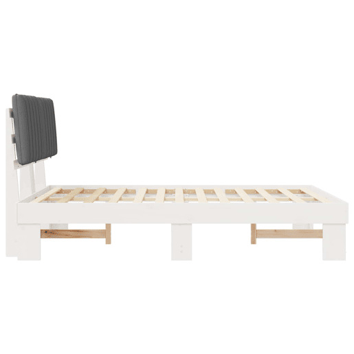 Estrutura de Cama de casal moderno com Cabeceira Estofada Cinzento-claro