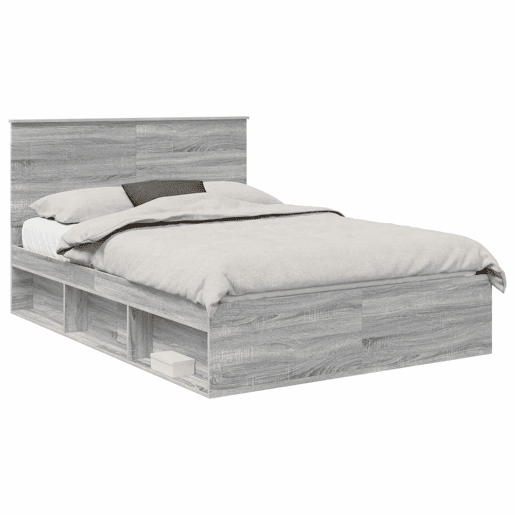 Estrutura da Cama de casal simple com cabeceira Cinza Sonoma 140 x 200 cm