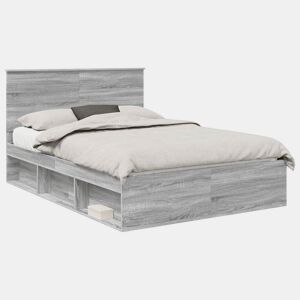 Estrutura da Cama de casal simple com cabeceira Cinza Sonoma 140 x 200 cm