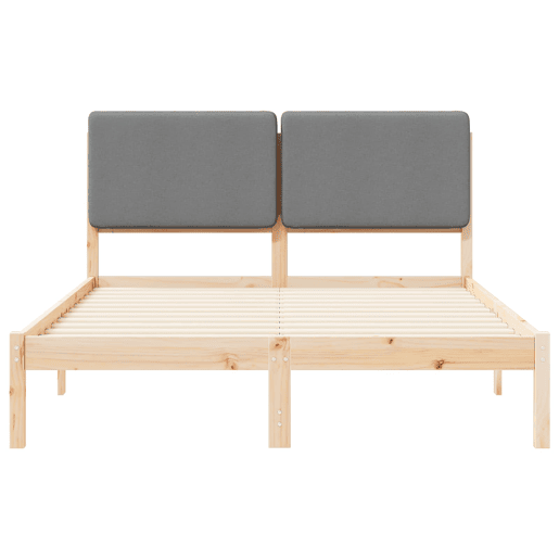 Estrutura de Cama de casal moderno com Cabeceira Estofada Cinzento-claro