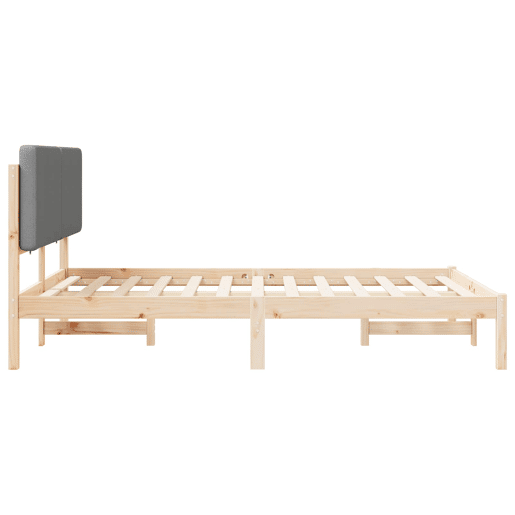 Estrutura de Cama de casal moderno com Cabeceira Estofada Cinzento-claro