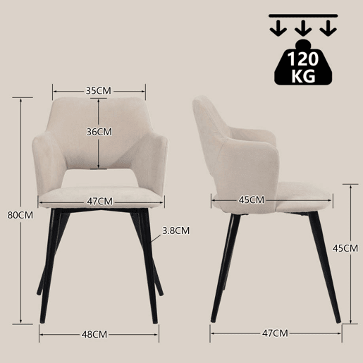 Mesa Jantar Extensível Preta com 4 Cadeiras Bege Assento Acolchoado Estrutura Metálica Conjunto 5 Peças Estilo Moderno