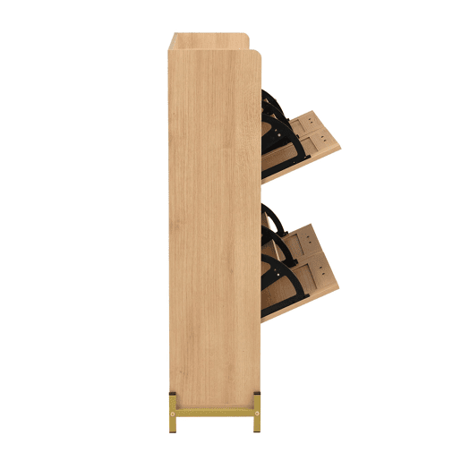 Sapateira de 4 portas - Rattan, metal e prateleira superior - Carvalho claro