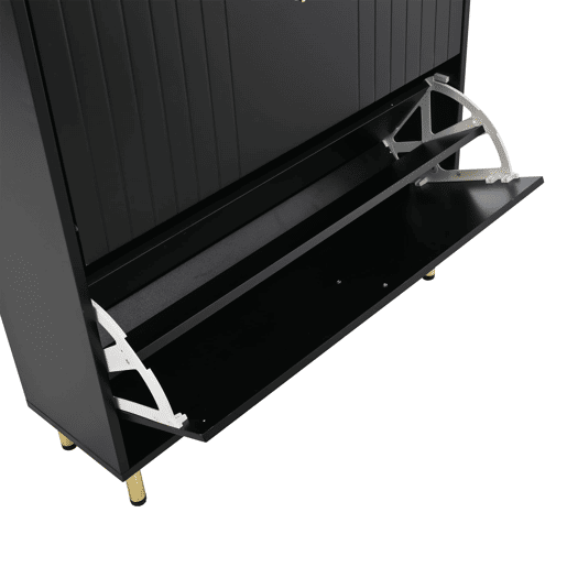 Sapateira estreita 80x23,5x123,5 cm - 3 tampos rebatÃveis, 6 compartimentos, antiderrapante - preta Sapateira estreita 80x23,5x123,5 cm - 3 tampos rebatÃveis, 6 compartimentos, antiderrapante - preta