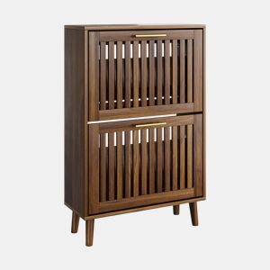 Sapateiro 60 cm - estilo medieval moderno, 2 gavetas rebatíveis - nogueira