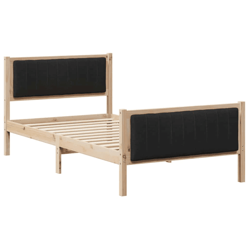 Estrutura de cama de solteiro para adultos com Cabeceira - Castanho e preto 100 x 200 cm