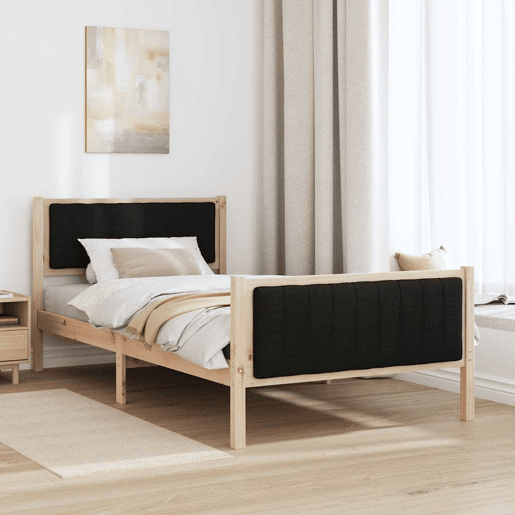 Estrutura de cama de solteiro para adultos com Cabeceira - Castanho e preto 100 x 200 cm