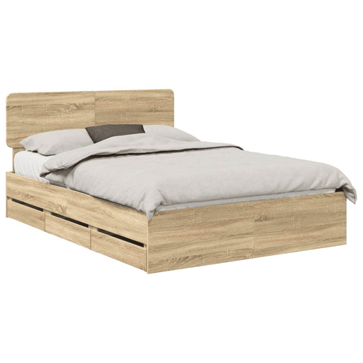 Estrutura da Cama de casal moderno com cabeceira Carvalho Sonoma 140 x 190 cm