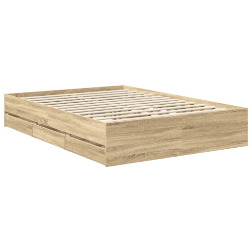 Estrutura da Cama de casal moderno com cabeceira Carvalho Sonoma 140 x 190 cm