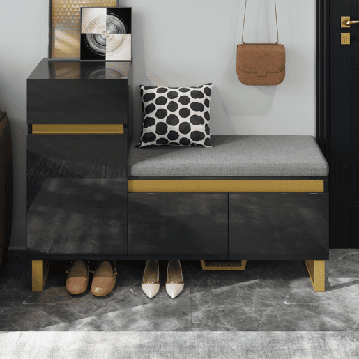 sapateira grande - vários níveis, moderna e minimalista, com gavetas e portas - preta sapateira grande - vários níveis, moderna e minimalista, com gavetas e portas - preta