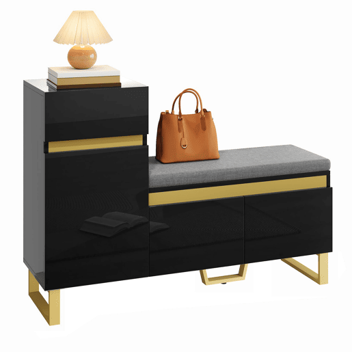 sapateira grande - vários níveis, moderna e minimalista, com gavetas e portas - preta sapateira grande - vários níveis, moderna e minimalista, com gavetas e portas - preta