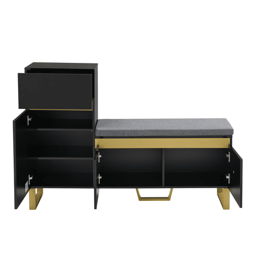 sapateira grande - vários níveis, moderna e minimalista, com gavetas e portas - preta sapateira grande - vários níveis, moderna e minimalista, com gavetas e portas - preta