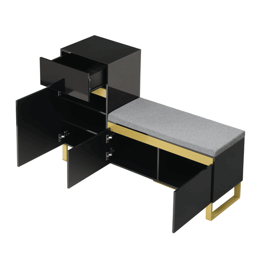 sapateira grande - vários níveis, moderna e minimalista, com gavetas e portas - preta sapateira grande - vários níveis, moderna e minimalista, com gavetas e portas - preta