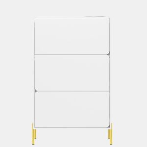 Sapateira moderna com 3 portas - Grande capacidade, pés dourados, estilo prático - Branco