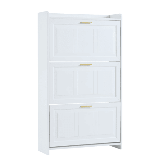 Sapateira 70x24x120 cm - 6 compartimentos, MDF+aglomerado, para corredores e escritórios - Branco