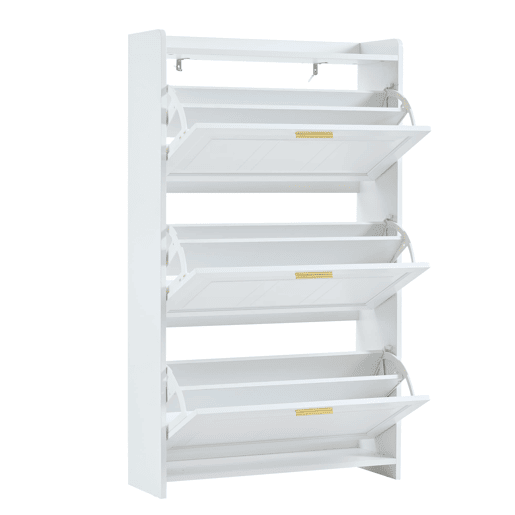 Sapateira 70x24x120 cm - 6 compartimentos, MDF+aglomerado, para corredores e escritórios - Branco