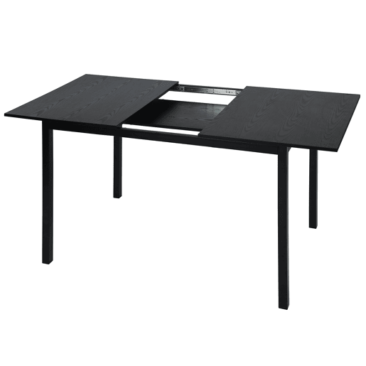 Mesa Jantar Extensível Preta 120-160 cm com 4 Cadeiras Coquille Estofadas Suede Castanho Assento Acolchoado Pernas Metálicas Estilo Industrial Moderno