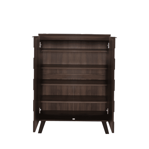 Sapateira moderna 80x35,5x110 cm - 5 compartimentos, prateleiras ajustáveis - madeira escura Sapateira moderna 80x35,5x110 cm - 5 compartimentos, prateleiras ajustáveis - madeira escura