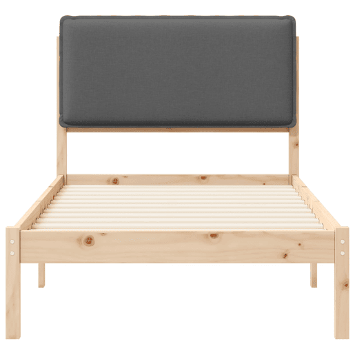 Estrutura de cama de solteiro para adultos com Cabeceira Estofada Cinza Escuro