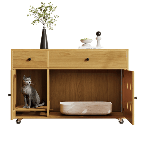 Armário para caixa de areia 100x45x66 cm - com tampa removível, isolante de odores - Natural Armário para caixa de areia 100x45x66 cm - com tampa removível, isolante de odores - Natural