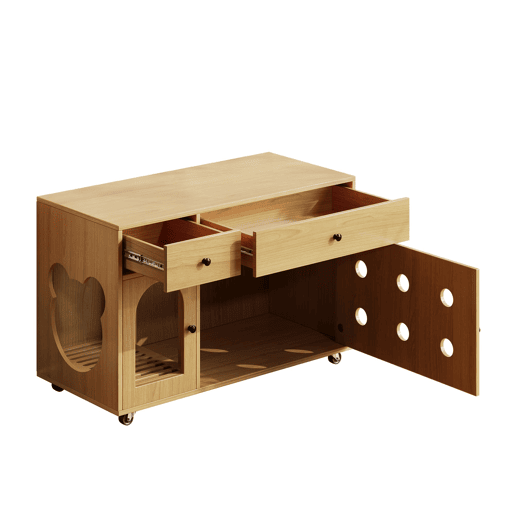 Armário para caixa de areia 100x45x66 cm - com tampa removível, isolante de odores - Natural Armário para caixa de areia 100x45x66 cm - com tampa removível, isolante de odores - Natural