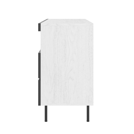 Aparador 150 cm - Minimalista, 2 portas, 2 gavetas, prateleiras abertas - Branco