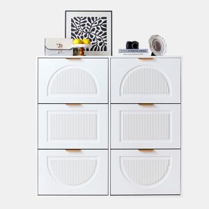 Sapateira 118x115x25 cm - 6 compartimentos, prateleiras abertas, independente - Branco