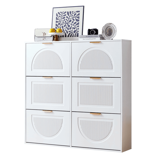 Sapateira 118x115x25 cm - 6 compartimentos, prateleiras abertas, independente - Branco