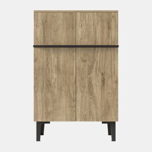 Sapateira 95x60x35 cm - Porta dupla, grande capacidade, prateleiras ajustáveis - PretoMadeira