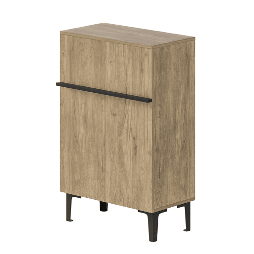 Sapateira 95x60x35 cm - Porta dupla, grande capacidade, prateleiras ajustáveis - PretoMadeira