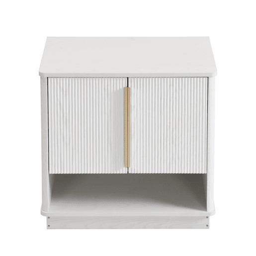 Sapateira 60x40x61 cm - 2 portas, prateleira aberta, puxadores dourados - Branco