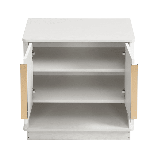 Sapateira 60x40x61 cm - 2 portas, prateleira aberta, puxadores dourados - Branco