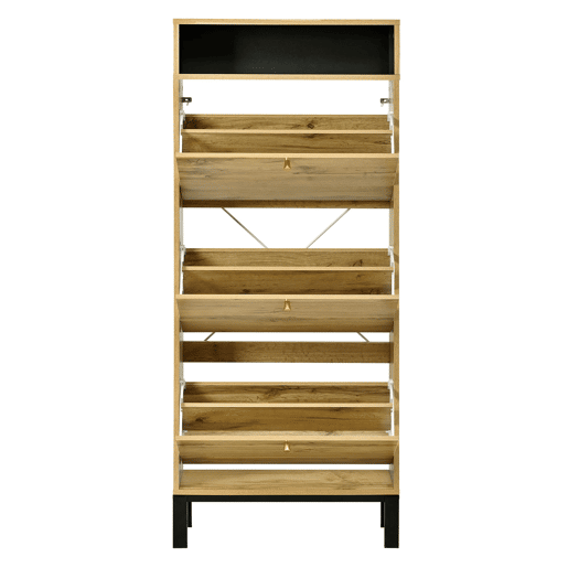 Sapateira alta 147 cm - 3 portas basculantes com compartimentos - Natural