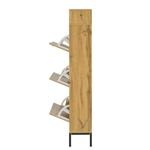 Sapateira alta 147 cm - 3 portas basculantes com compartimentos - Natural