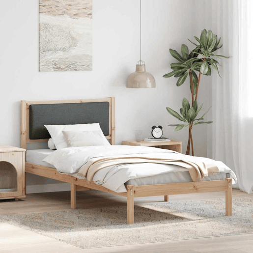 Estrutura de cama de solteiro para adultos com Cabeceira - Cinza Escuro 100 x 200 cm