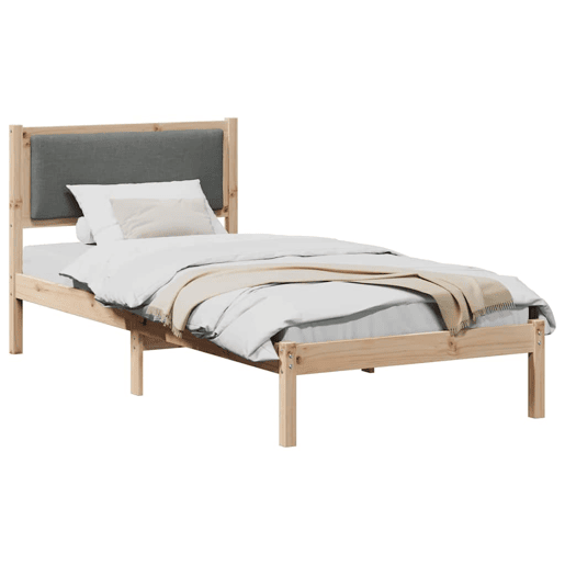 Estrutura de cama de solteiro para adultos com Cabeceira - Cinza Escuro 100 x 200 cm