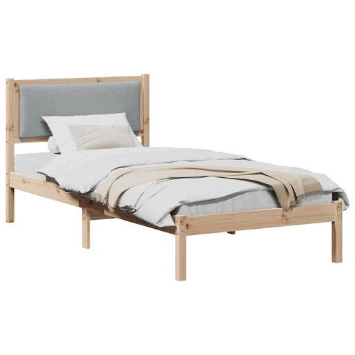 Estrutura de cama de solteiro para adultos com Cabeceira - Cinzento-claro 100 x 200 cm