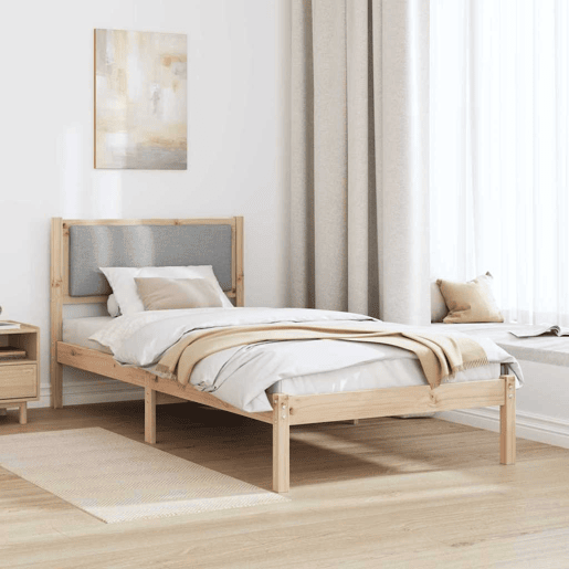 Estrutura de cama de solteiro para adultos com Cabeceira - Cinzento-claro 100 x 200 cm